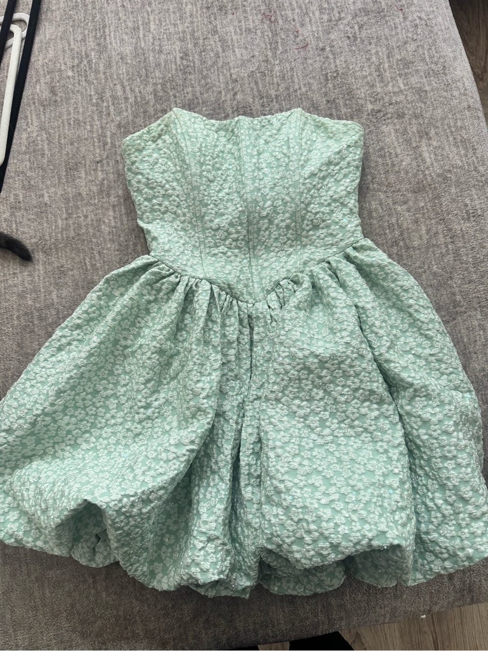 B Darlin Mint Strapless Textured Floral Mini Dress